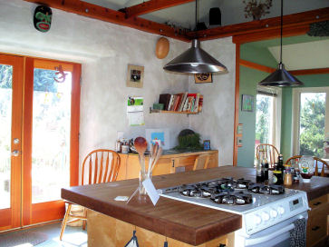 Partial view out through kitchen door