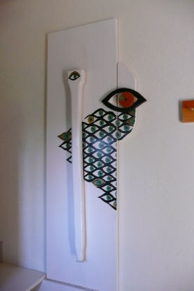 Decorative painting on back of laundry folding table